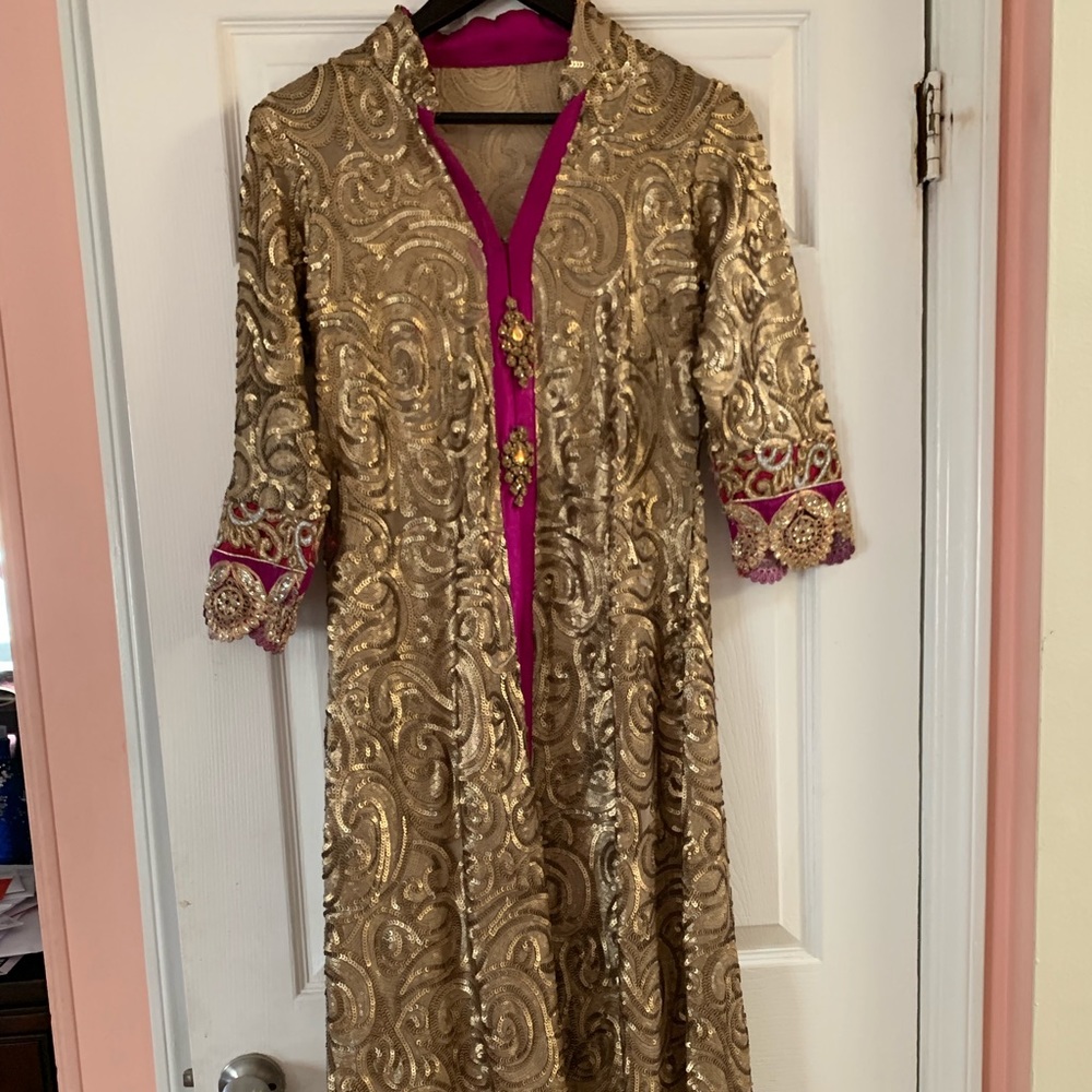 Fancy Indian Gown - Purple & Gold